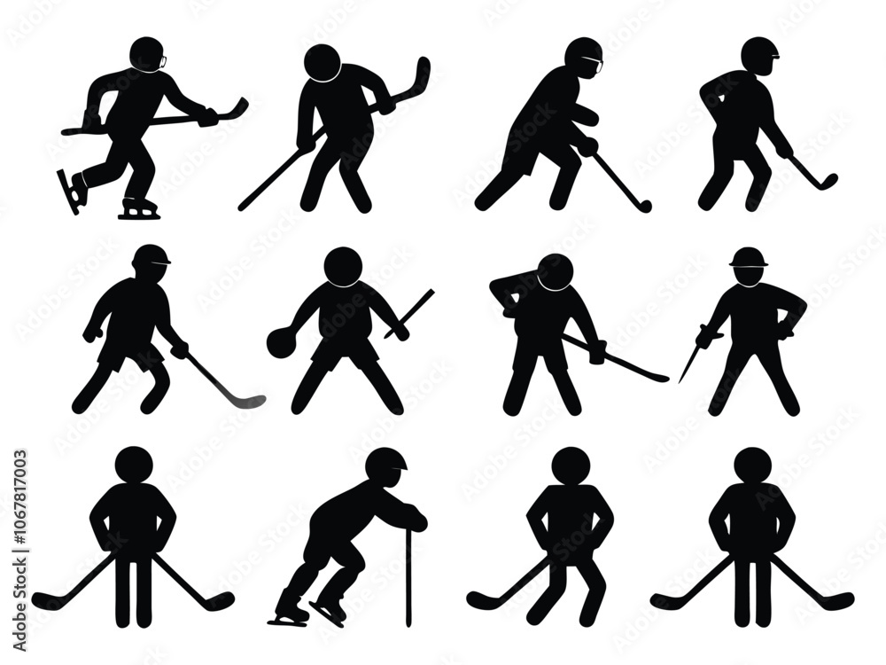 Naklejka premium set hockey player silhouette hockey player