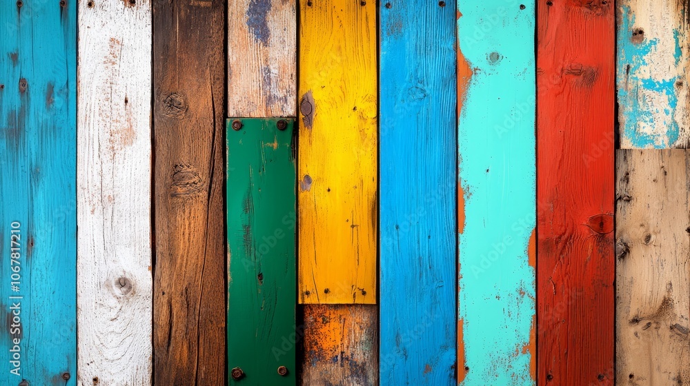 Colorful Wooden Plank Wall Texture Background Colorful Wooden Plank Wall Texture Background