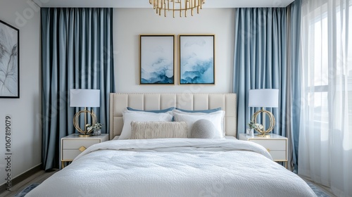 Modern Bedroom with White B...