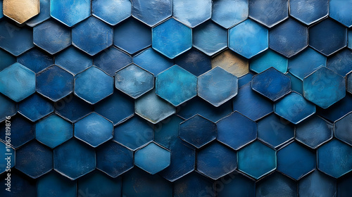 Wallpaper Mural Abstract Blue Hexagon Background Torontodigital.ca