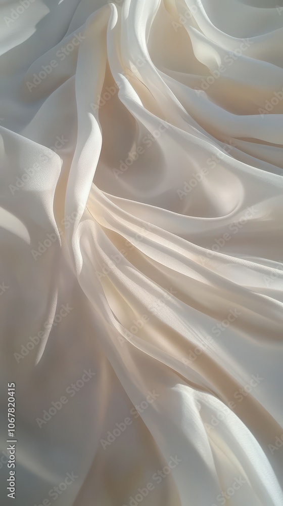 Discover the timeless elegance of draped white silk fabric with subtle folds Discover the timeless elegance of draped white silk fabric with subtle folds