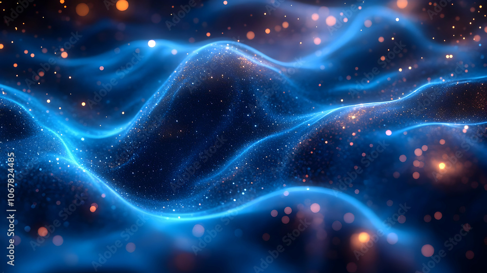 Abstract 3D Blue and Orange Glowing Particle Background Abstract 3D Blue and Orange Glowing Particle Background