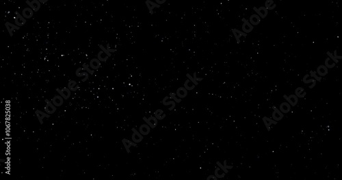 Natural Organic Dust Particles Floating On Black Background. Dynamic Dust Particles Randomly Float In Space. Shimmering Glittering Dust Particles With Bokeh. Slow motion on Black Background.