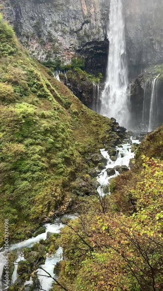 Vertical waterfall in Japan countryside with tilt up angle. Vertical waterfall in Japan countryside with tilt up angle.