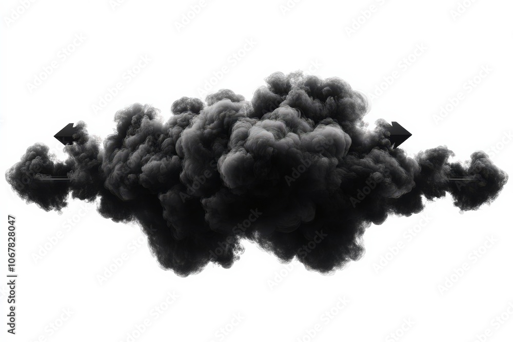Black smoke cloud on a white isolate background. Black smoke cloud on a white isolate background.