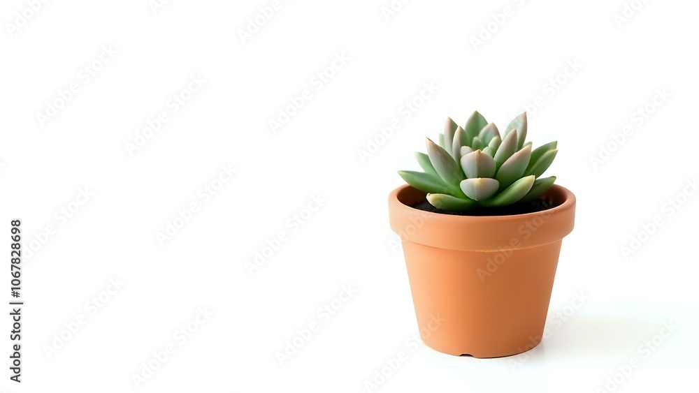 Fototapeta premium Potted Succulent on White Background for Green Living and Indoor Plant Concept