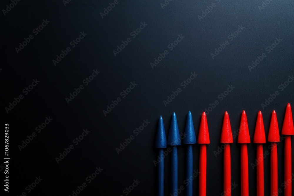 Colorful pens arranged in a neat row on a dark background. Colorful pens arranged in a neat row on a dark background.