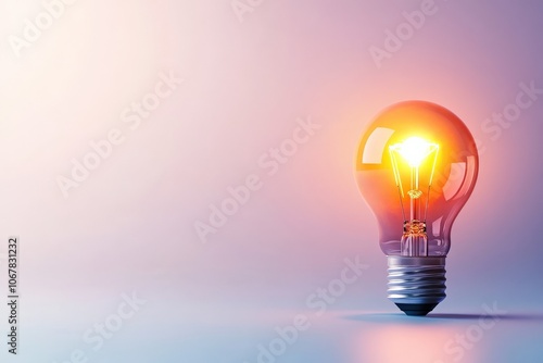 Illuminating light bulb on a gradient background, symbolizing innovation and ideas.