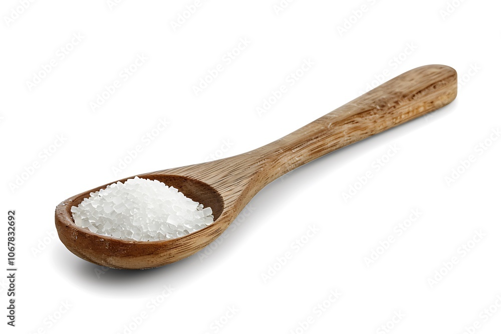 Sugar in wooden spoon isolated on white background Sugar in wooden spoon isolated on white background