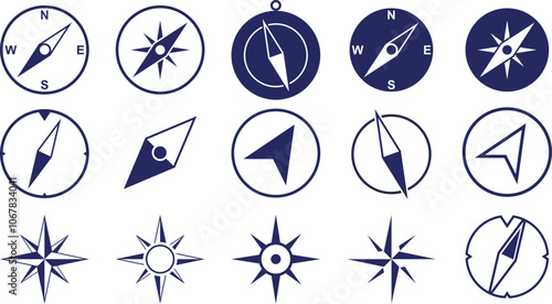 Obraz na płótnie Navigation compass flat icons. w salonie