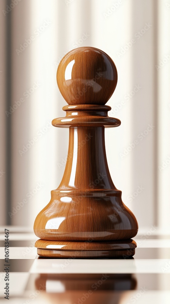 Wooden chess pawn on a chessboard with a blurred background. Wooden chess pawn on a chessboard with a blurred background.