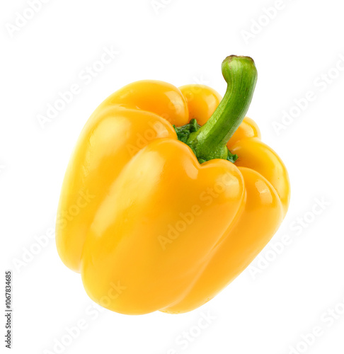 Sweet yellow bell pepper isolated on white background. clipping path.