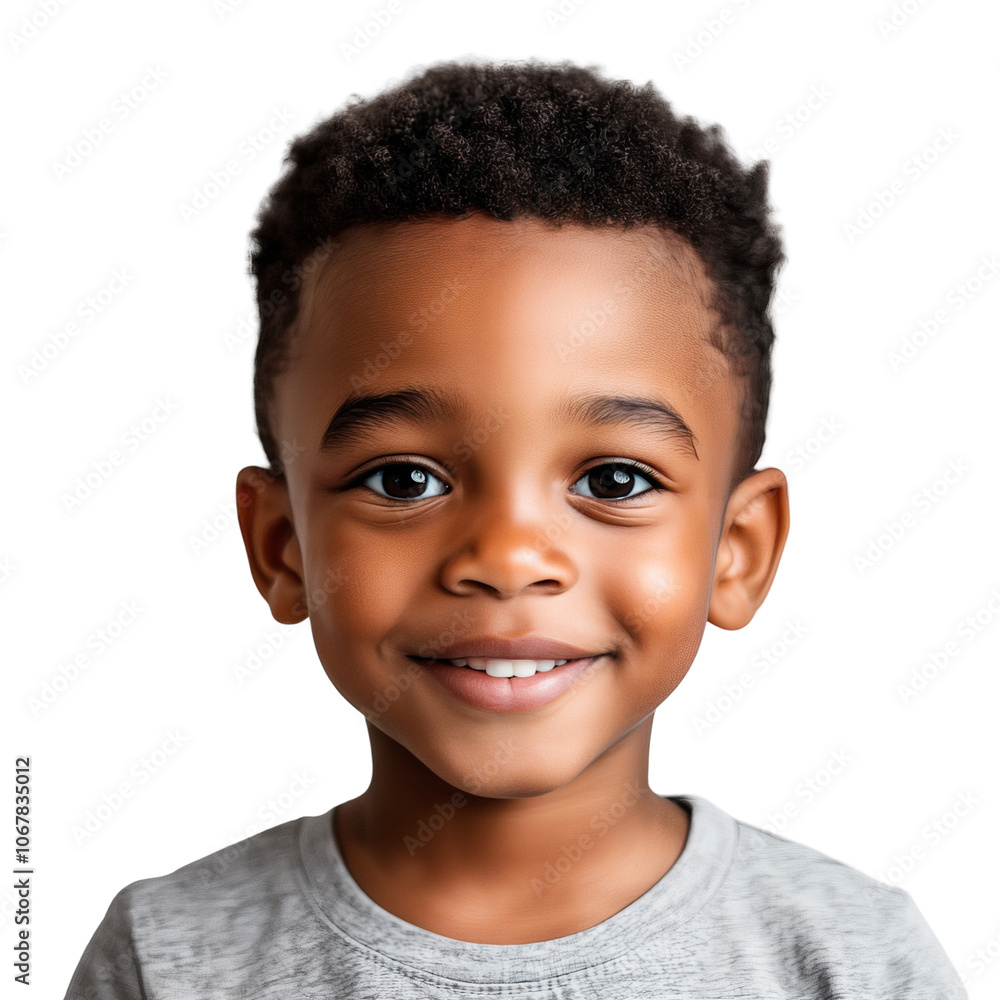 Close-up of a smiling African American boy isolated on transparent background Close-up of a smiling African American boy isolated on transparent background