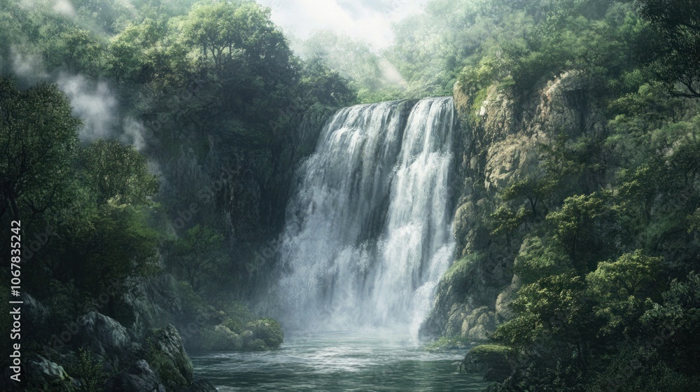 Waterfall in a Lush Forest Waterfall in a Lush Forest