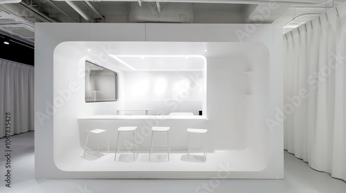 White Minimalist Booth - a sleek and modern display concept. The white minimalist design creates a clean and inviting space. photo