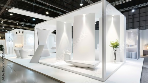 White Minimalist Booth - a sleek and modern display concept. The white minimalist design creates a clean and inviting space. photo