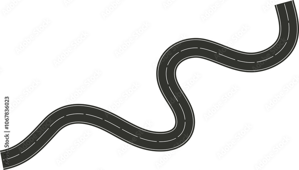 Fototapeta premium Highway asphalt road curve white markings. Design element