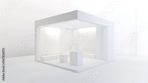 White Minimalist Booth - a sleek and modern display concept. The white minimalist design creates a clean and inviting space. photo