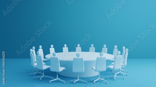 Wallpaper Mural Business meeting, icons for strategy and planning. 3D illustration that conveys intuitive concepts of business strategy meetings. Torontodigital.ca