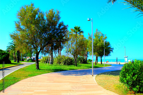 CIVITANOVA MARCHE, ITALY - JUNE 26, 2023: Promenade in Civitanova Marche. Civitanova Marche borders the municipalities: Montecosaro, Porto Sant'Elpidio, Potenza Picena and Sant'Elpidio a Mare