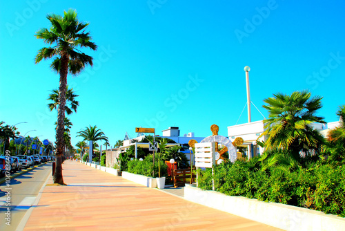 CIVITANOVA MARCHE, ITALY - JUNE 26, 2023: Promenade in Civitanova Marche. Prehistorical settlements discovered by archaeologists show that people lived in Civitanova since the Paleolithic period