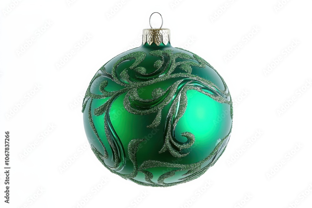 Green Christmas ornament ball isolated on a pure white background Green Christmas ornament ball isolated on a pure white background