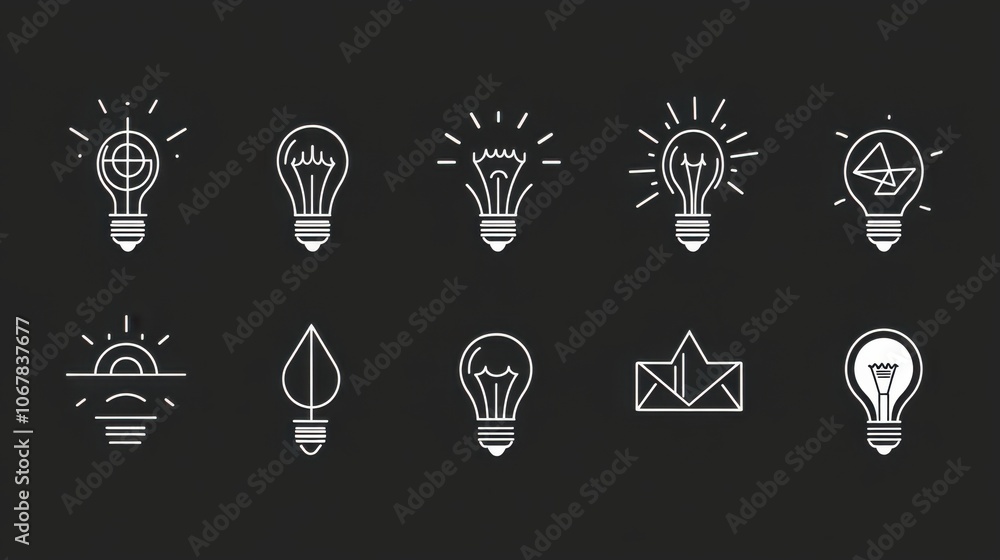 Creative Light Bulb Icons for Inspiration and Design Creative Light Bulb Icons for Inspiration and Design