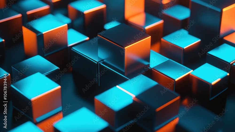 Abstract 3D Render of Geometric Cubes Abstract 3D Render of Geometric Cubes