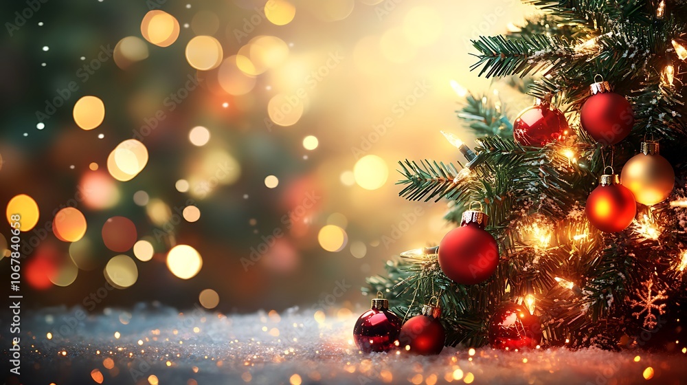 Festive background with blurred bokeh lights creating a magical holiday atmosphere. Festive background with blurred bokeh lights creating a magical holiday atmosphere.