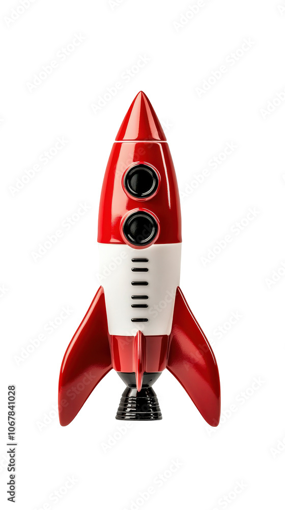 Red rocket toy on white isolated background Red rocket toy on white isolated background
