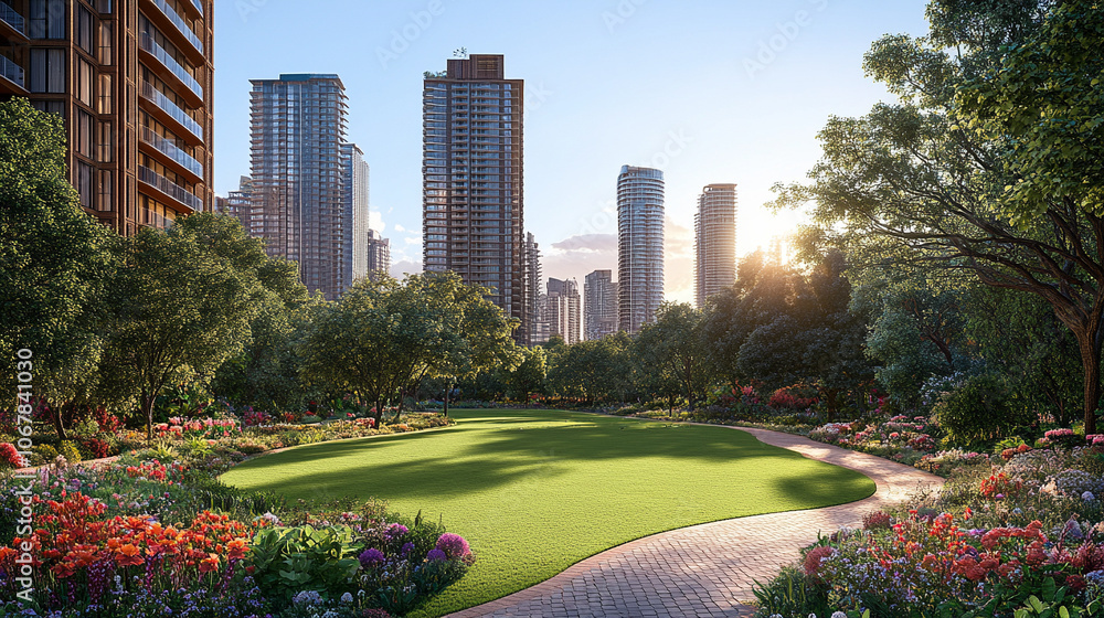 serene green park with lush grass and vibrant flowers, symbolizing tranquility and growth. The natural landscape highlights harmony, peace, and the beauty of open, refreshing outdoor spaces serene green park with lush grass and vibrant flowers, symbolizing tranquility and growth. The natural landscape highlights harmony, peace, and the beauty of open, refreshing outdoor spaces