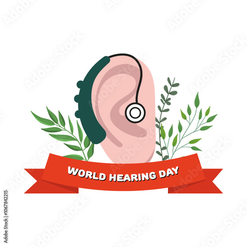 World Hearing Day poster Hearing aids receiver device audiologist