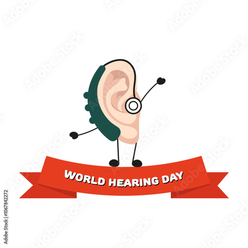World Hearing Day poster Hearing aids receiver device audiologist