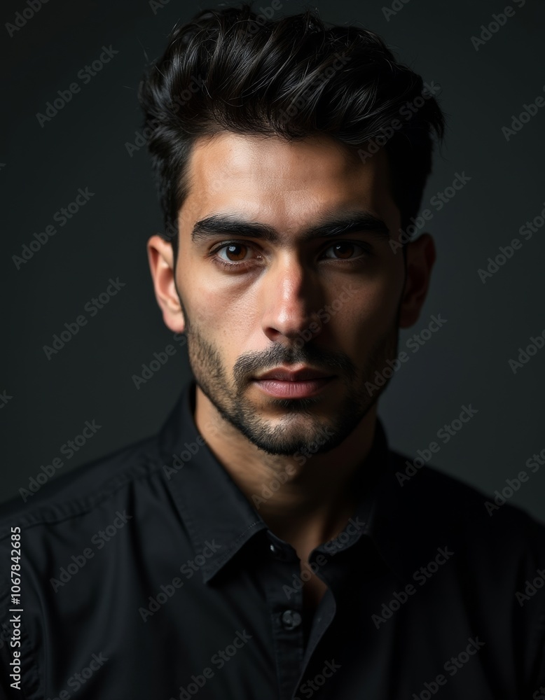Middle Eastern Man Portrait Dark Dramatic Lighting Middle Eastern Man Portrait Dark Dramatic Lighting