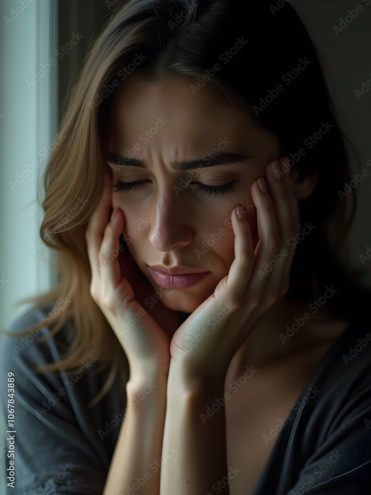 Portrait of sad woman in depression Portrait of sad woman in depression
