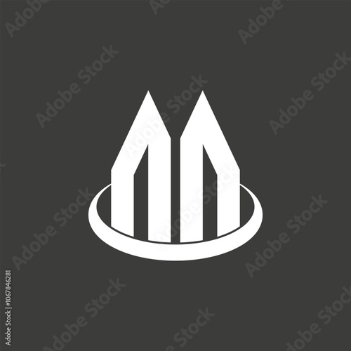 Minimalist abstract logo design featuring geometric shapes in black and white. Perfect for branding, identity, and business. Ideal for conveying elegance and simplicity. Initial letter M logo