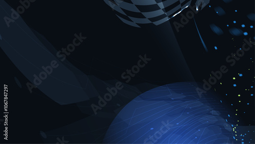 Dynamic Blue and Black Checkered Background with Light Effects