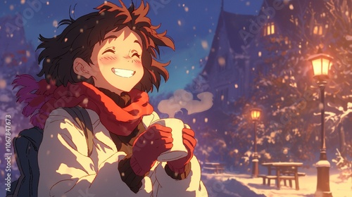 Smiling Girl Enjoying a Winter Day