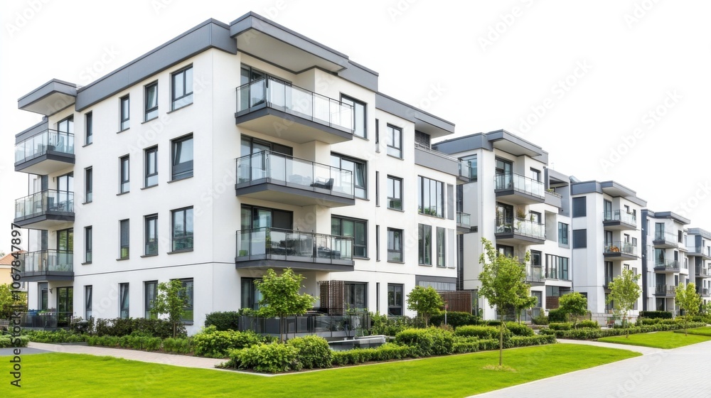Modern Apartment Block with Green Surroundings Modern Apartment Block with Green Surroundings