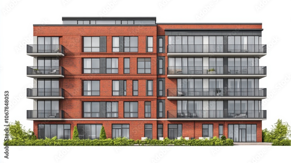 Modern Apartment Complex with Balconies and Bright View Modern Apartment Complex with Balconies and Bright View