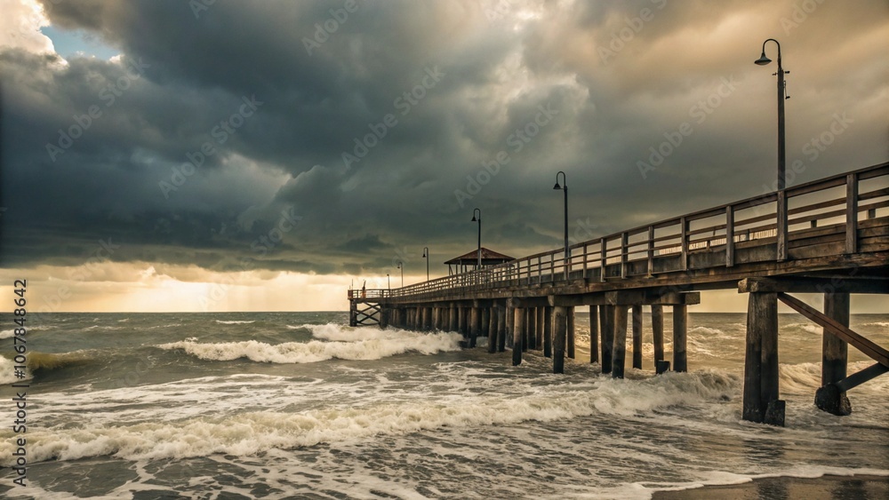 Fototapeta premium pier at sunset
