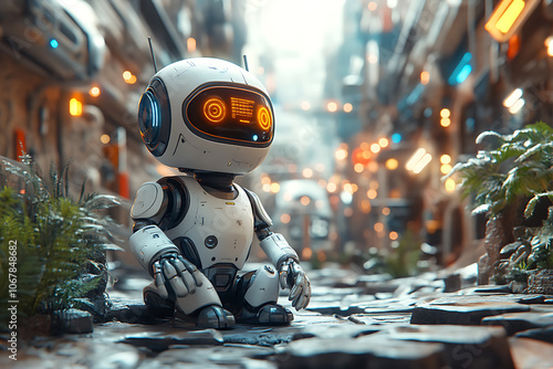 Wallpaper Mural Futuristic scene featuring artificial intelligence, robot assistant, and smart devices in a modern high-tech environment, highlighting advanced AI technology and innovation.
 Torontodigital.ca