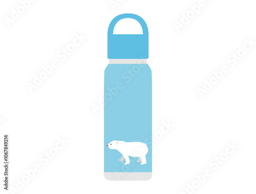 シロクマのキャラクターが描かれた水筒のイラスト
