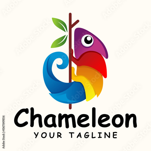 chameleon gradient logo. colorful chameleon logo design vector