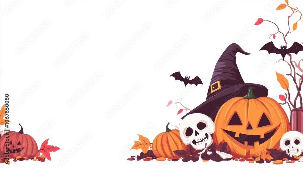 Halloween holiday background template with carved pumpkin and copy space Halloween holiday background template with carved pumpkin and copy space