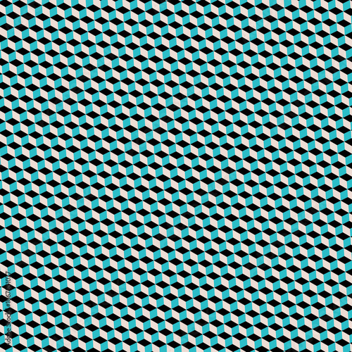 Varying Hues Alternating Color Checkerboard Style Tapered Block Cube Pyramid Pattern 1097