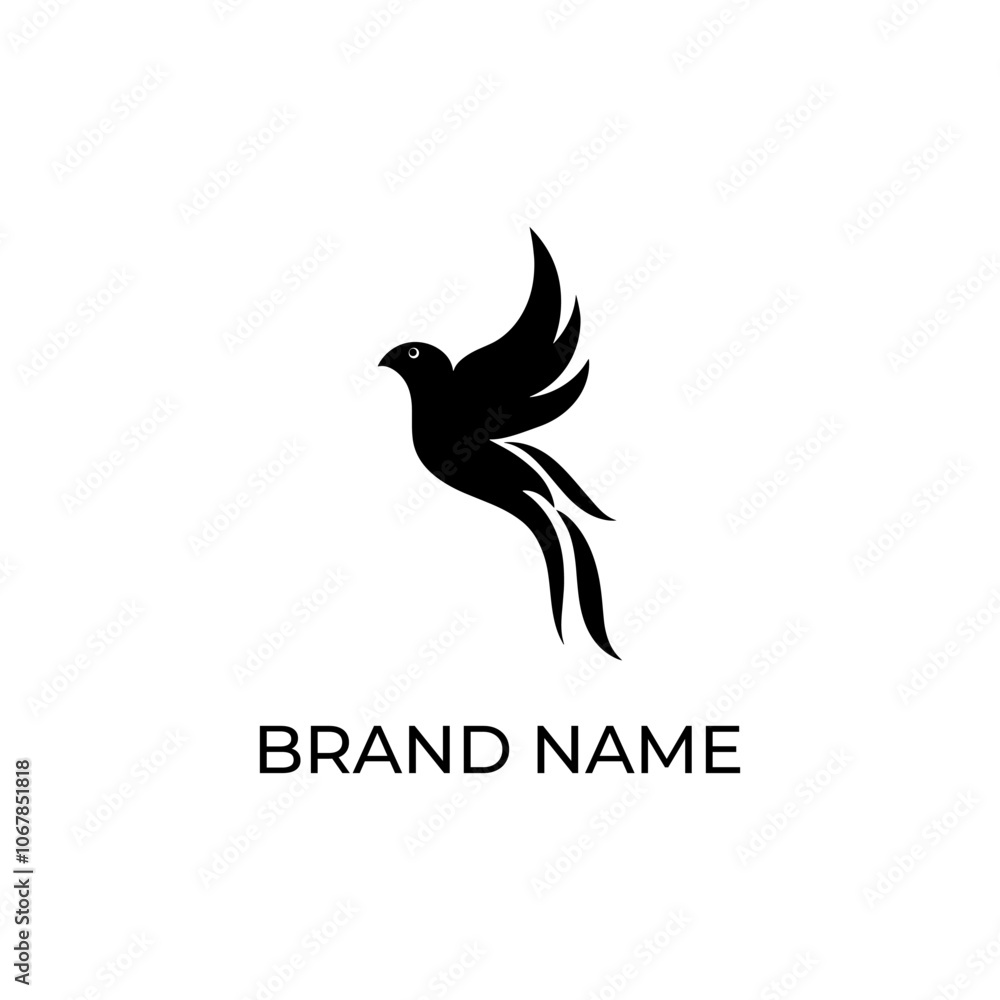 inimalist black bird logo symbolizing elegance and freedom, accompanied by customizable brand name text. Ideal for modern business branding and identity. inimalist black bird logo symbolizing elegance and freedom, accompanied by customizable brand name text. Ideal for modern business branding and identity.