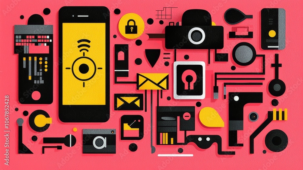 the Intricacies of Papercut Artwork Depicting a Smartphone Surrounded by Security Icons and Communication Elements the Intricacies of Papercut Artwork Depicting a Smartphone Surrounded by Security Icons and Communication Elements