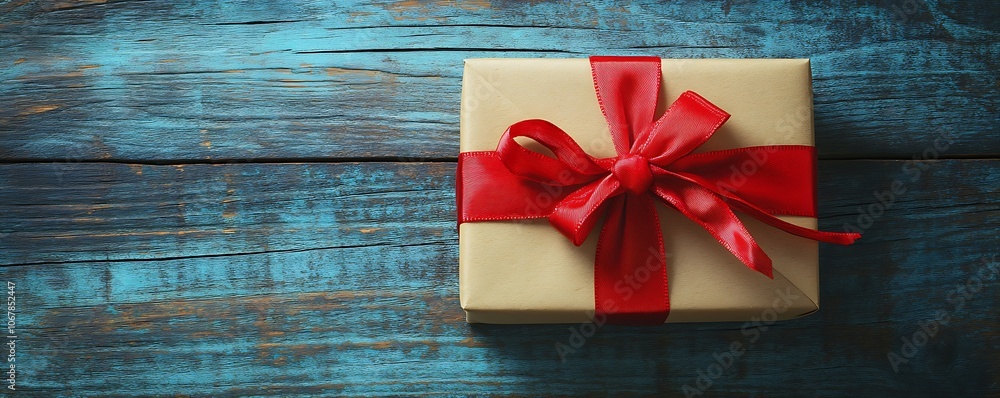 Gift boxes wrapped with red ribbon on a wooden background, with space for text. Gift boxes wrapped with red ribbon on a wooden background, with space for text.