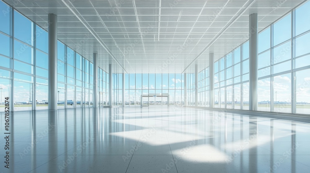Spacious Airport Terminal with Bright Lighting Spacious Airport Terminal with Bright Lighting